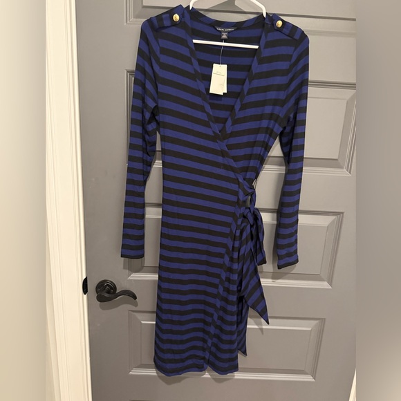 NWT Banana Republic Long Sleeve Striped Dress - Blue and Black - Picture 1 of 5